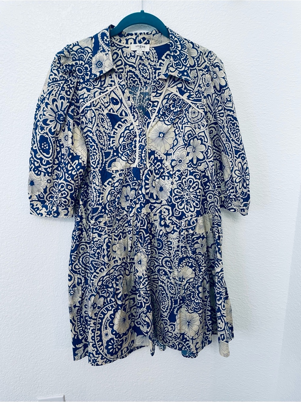 Umgee Navy & Cream Floral Button-Front Dress